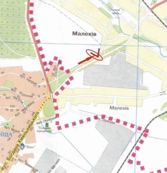 Схема рекламной плоскости по адресу с.Малехів