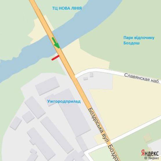 Схема рекламної площини за адресою вул.Баб'яка(новий трансп.міст), район ТЦ Нова лінія, напрям-вул.Загорська