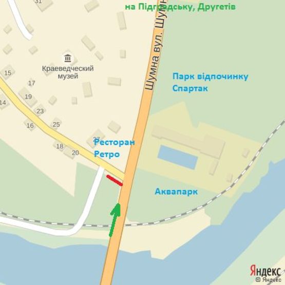 Схема рекламной плоскости по адресу вул.Шумна-Ольбрахта -з'їзд p тр.моста, напрям-вул.Другетів