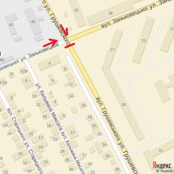 Схема рекламной плоскости по адресу вул.Грушевського,8-Заньковецької(арка)правий, напрям-вул.8.Березня