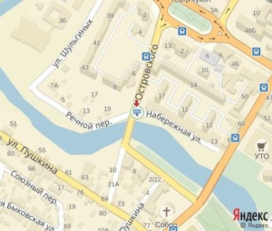 Схема рекламной плоскости по адресу Островского ул. - Набережная ул. (въезд на мост)