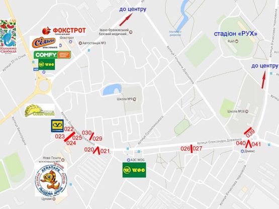 Схема рекламной плоскости по адресу Довженка