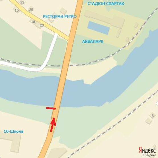 Схема рекламной плоскости по адресу вул.Анкудінова(транспортний міст), напрям-Шумна