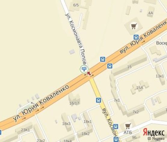 Схема рекламной плоскости по адресу Коваленко ул. - Космонавта Попова ул.