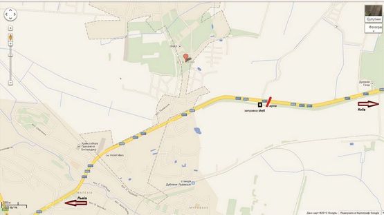 Схема рекламной плоскости по адресу Київська траса (В”їзд у місто) АЗС ШЕЛ