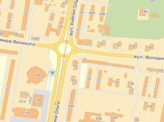 Схема рекламной плоскости по адресу вул.Кн.Ольги 106, універмаг Львів, до вул.Наукової