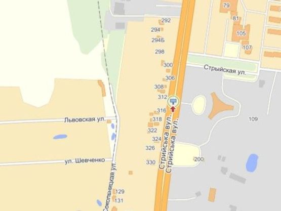 Схема рекламной плоскости по адресу вул.Стрийська 179, біля іподрому, до Львова