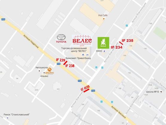 Схема рекламної площини за адресою Вовчинецька