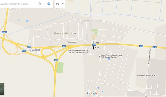 Схема рекламной плоскости по адресу м-к Рясне (вул. Шевченка, передмістя Львова)