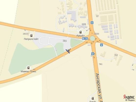 Схема рекламної площини за адресою Одесса-Рени 11+950 А ( в стор. Рени с 2 столбов)