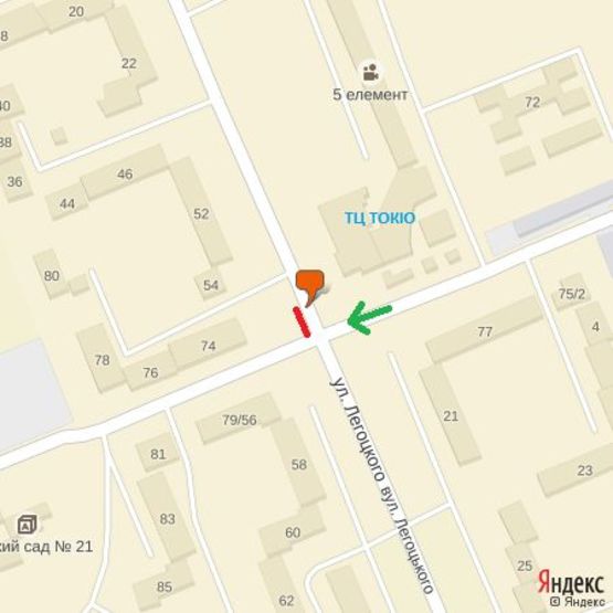 Схема рекламной плоскости по адресу вул.Легоцького-Заньковецької(транспортне кільце), ТЦ ТОКІО