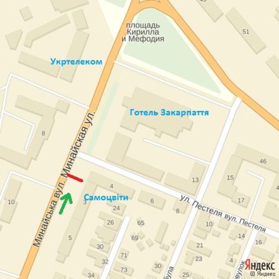 Схема рекламной плоскости по адресу вул.Минайська 3(Самоцвіти) - напрям пр.Свободи