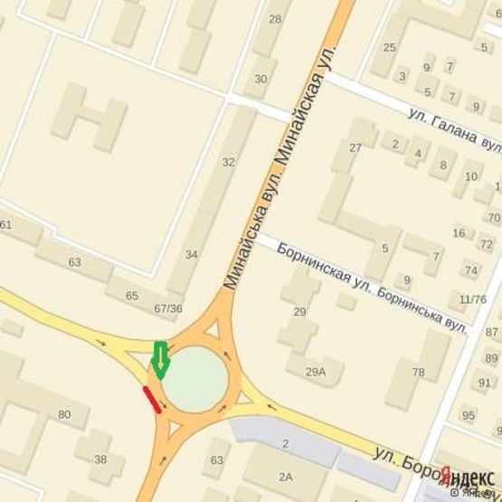 Схема рекламной плоскости по адресу вул.Грушевського-вул.Минайська(трансп.кільце)