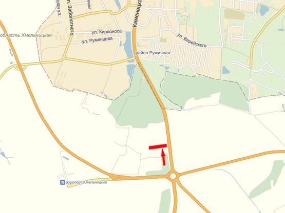 Схема рекламної площини за адресою Каменецкое шоссе, возле аэропорта, рын-ка "Караван"