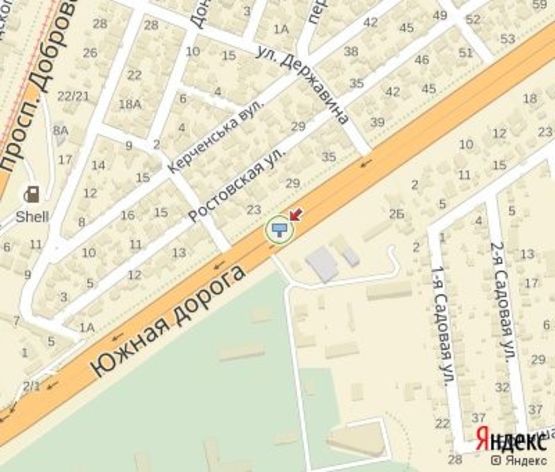 Схема рекламної площини за адресою Южная дорога, 23 - (в центр)  (правый)