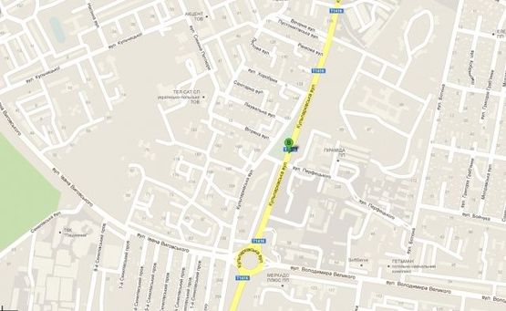 Схема рекламной плоскости по адресу вул.Кульпарківська 99-вул.Перфецького, з центру