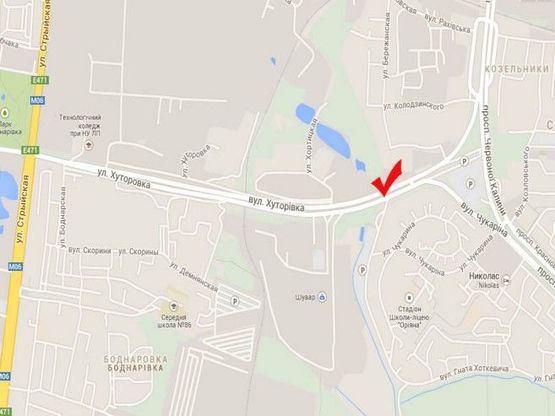 Схема рекламной плоскости по адресу вул.Хуторівка-вул.Хоткевича, лівий, до вул.Стрийської