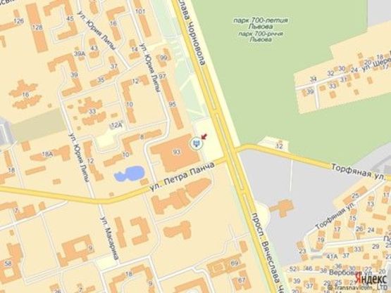 Схема рекламной плоскости по адресу пр.Чорновола 93, Арсен, ліворуч від входу