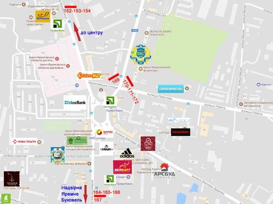 Схема рекламной плоскости по адресу Бандери-Ребета-Коновальця  в центр ст.А (призма)