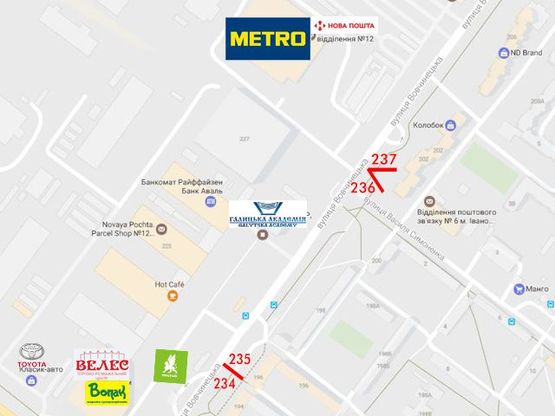 Схема рекламной плоскости по адресу Вовчинецька