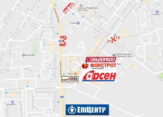 Схема рекламной плоскости по адресу Івасюка - Стуса