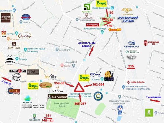 Схема рекламной плоскости по адресу Незалежності-Бандери(ЦНТІ) (Б) (призма)