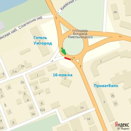 Схема рекламной плоскости по адресу вул.Собранецька,190-виїзд на КПП"Ужгород"(Словаччина)