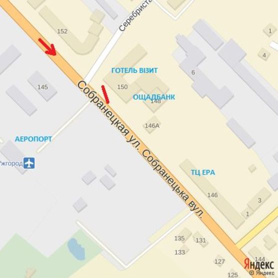 Схема рекламной плоскости по адресу вул.Собранецька,150(Аеропорт)