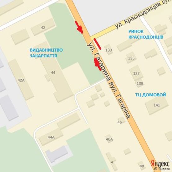 Схема рекламной плоскости по адресу вул.Гагаріна-Краснодонців, в'їзд до ринку "Краснодонців"