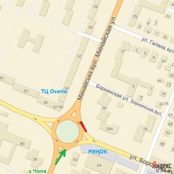 Схема рекламной плоскости по адресу вул.Бородіна-Минайська(трансп.кільце(правий)