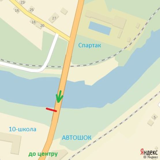 Схема рекламной плоскости по адресу вул.Анкудінова(транспортний міст), напрям-Станційна