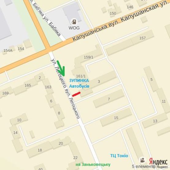 Схема рекламной плоскости по адресу вул.Легоцького, 7 (автбусна зупинка), напр.-вул.Заньковецької