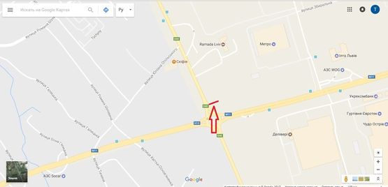 Схема рекламной плоскости по адресу вул.Городоцька до Епіцентру