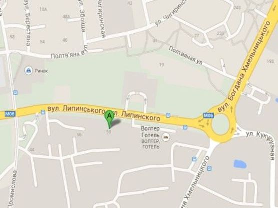 Схема рекламної площини за адресою вул.Липинського, 58, до центру