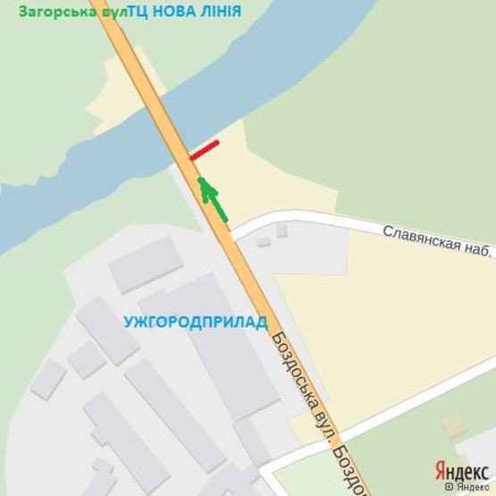 Схема рекламной плоскости по адресу вул.Баб'яка(новий трансп.міст), район ТЦ Нова лінія, напрям-вул.Загорська