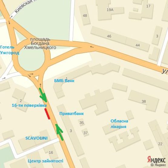 Схема рекламной плоскости по адресу пр.Свободи,2 (Приватбанк)