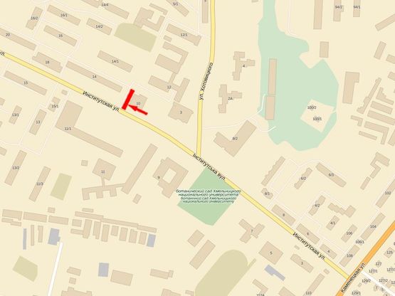 Схема рекламной плоскости по адресу Институтская ул., возле Хмельницкого Национального Университета, 4 корпус