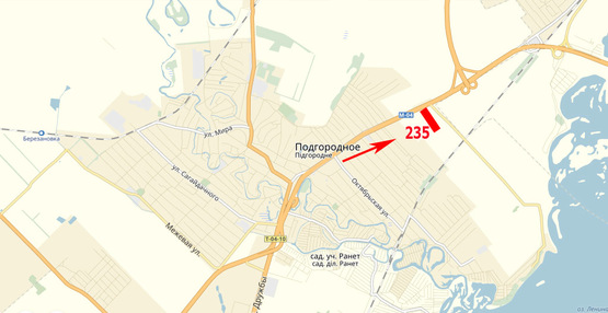 Схема рекламної площини за адресою Донецьке шосе, виїзд із міста, за м. Підгороднє, біля SunRay