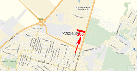 Схема рекламной плоскости по адресу пр-т Слобожанський, ж/к Олімпік, ж/к Дніпровська Брама, АТБ-маркет, на світлофорі