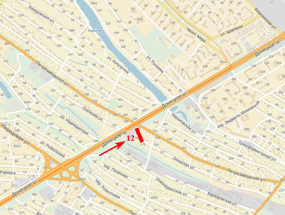 Схема рекламної площини за адресою Донецьке шосе - вул. Петрозаводська, світлофор