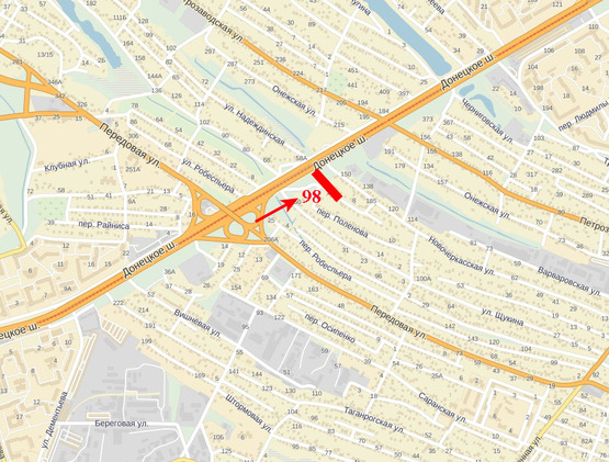 Схема рекламной плоскости по адресу Донецьке шосе, навпроти магазину "Ясень"