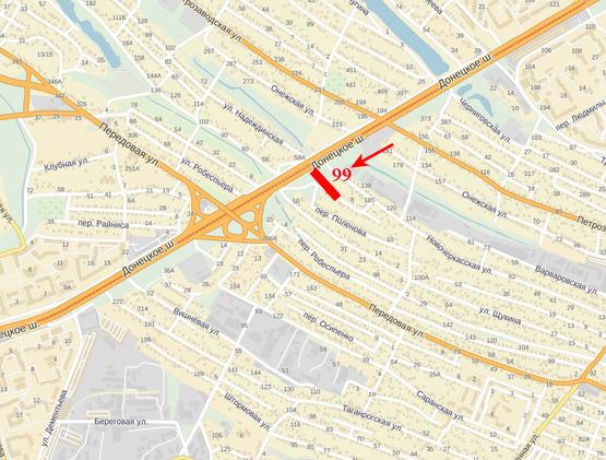 Схема рекламной плоскости по адресу Донецьке шосе, навпроти магазину "Ясень"