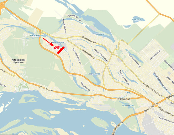 Схема рекламної площини за адресою Полтавське шосе, дорога до Києва