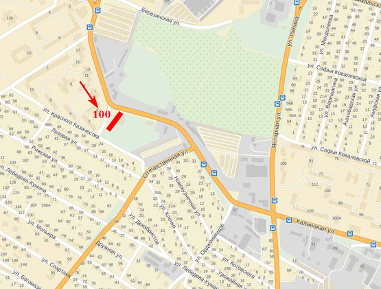 Схема рекламної площини за адресою вул. Калинова - вул. П. Бикова, АЗС Принц, в сторону пр-ту Слобожанського