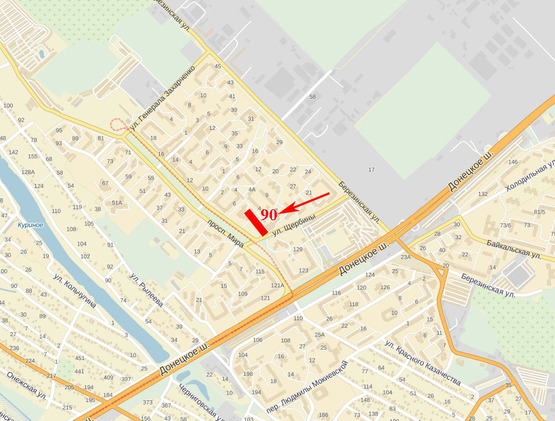 Схема рекламної площини за адресою пр-т Миру - вул. М. Михновського, на повороті з вул. М. Михновського на пр-т Миру