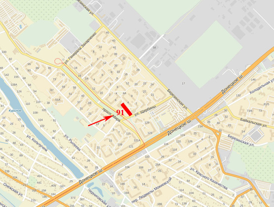 Схема рекламної площини за адресою пр-т Миру - вул. М. Михновського, на повороті з вул. М. Михновського на пр-т Миру