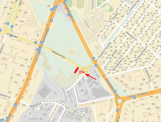 Схема рекламной плоскости по адресу Зоряний бульвар - ж. к. Зоряний, біля АТБ-маркета