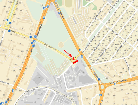 Схема рекламной плоскости по адресу Зоряний бульвар (навпроти АТБ-маркета)