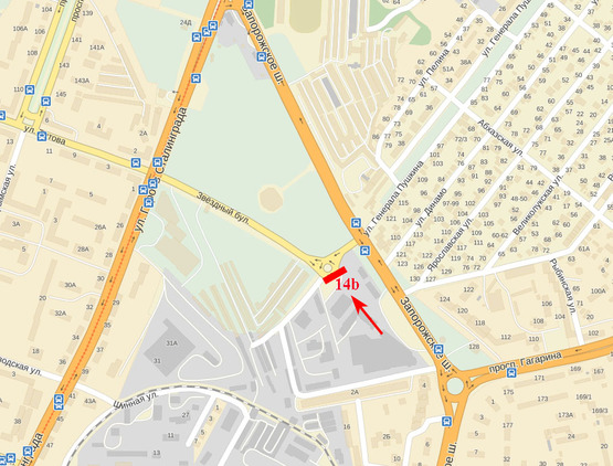 Схема рекламной плоскости по адресу Зоряний бульвар (навпроти АТБ-маркета)