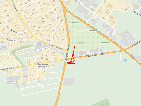 Схема рекламної площини за адресою Запорізьке шосе - вул. Панікахи, світлофор